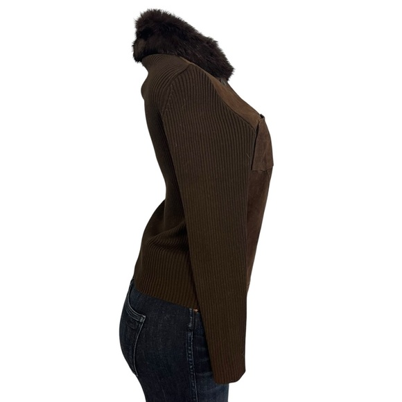 Vintage Escapade Suede Knit with Rabbit Fur Trim Jacket - Picture 6 of 9